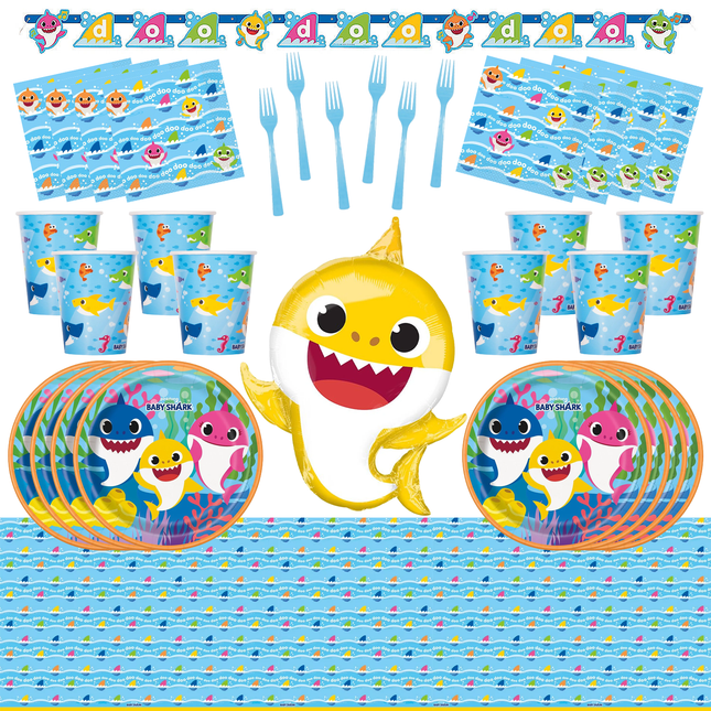 Baby Shark Birthday Party Supplies Set for 16 Guests