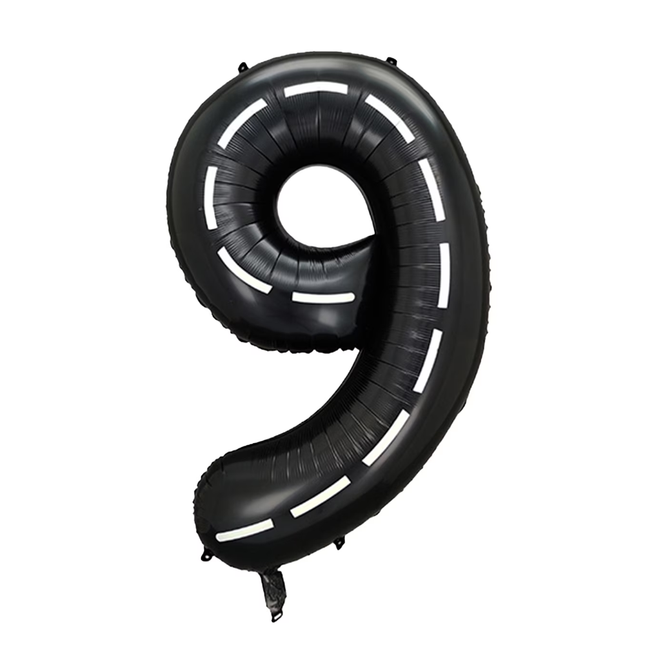 Black White Stripes 9 Number Foil Balloon 40"