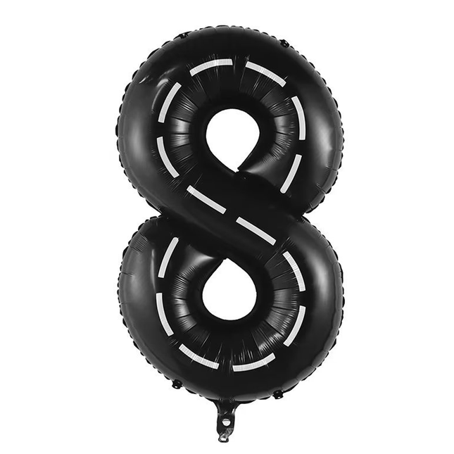 Black White Stripes 8 Number Foil Balloon 40"