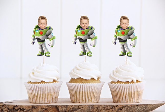 Toy Story Buzz Lightyear Custom Face Cupcake Toppers for Birthdays 10 ct