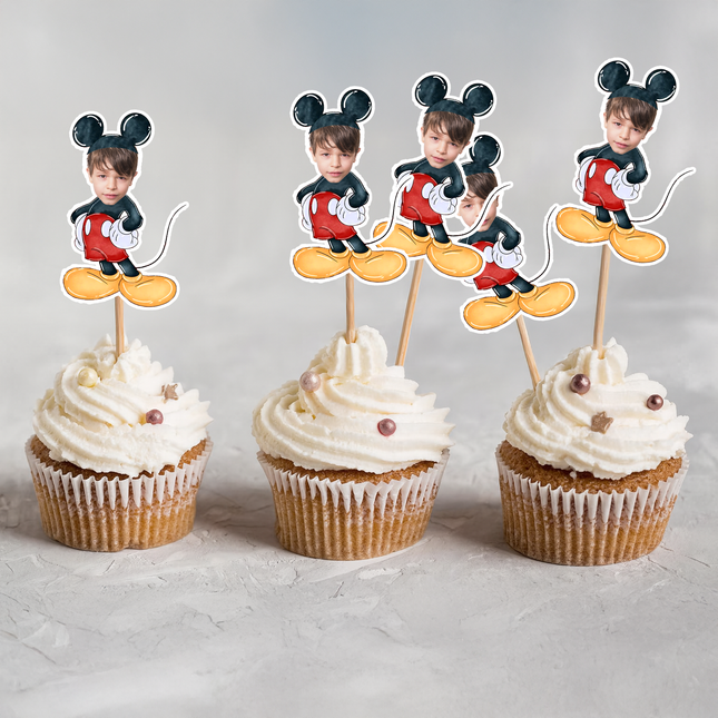 Mickey Mouse Custom Face Cupcake Toppers for Birthdays 10 ct