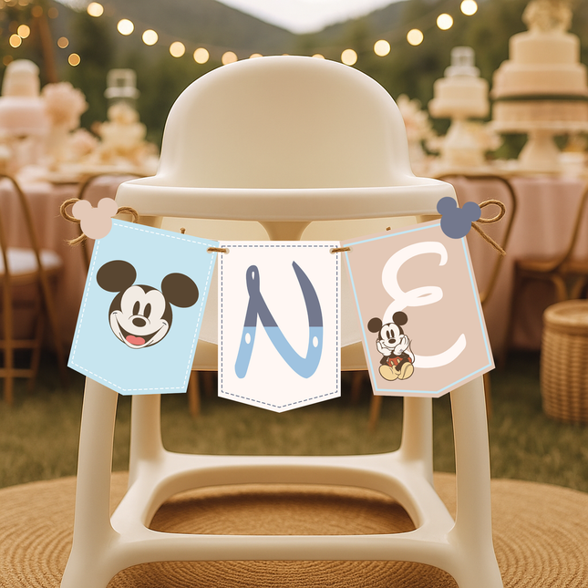 Mickey Mouse ONE Birthday High Chair Banner