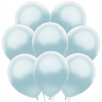 Pearl Baby Blue Latex Balloons 12" - 8 ct