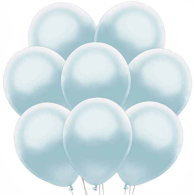 Pearl Baby Blue Latex Balloons 12" - 8 ct