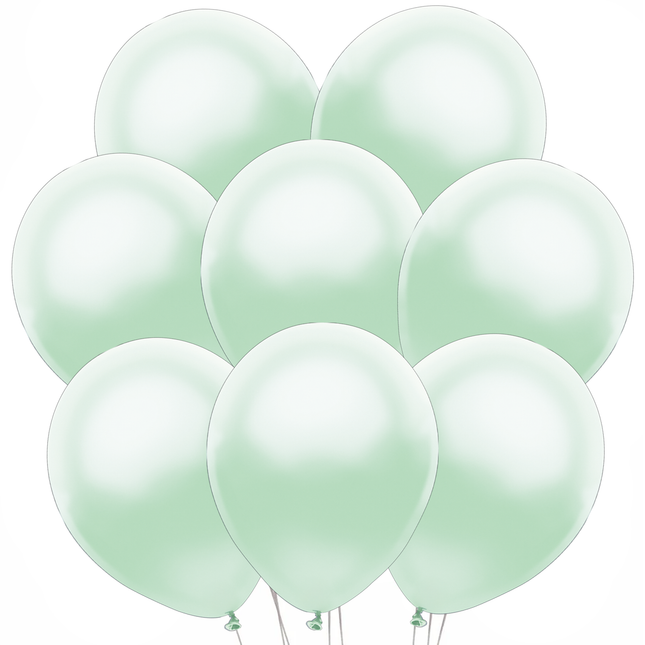 Pearl Mint Green Latex Balloons 12" - 8 ct