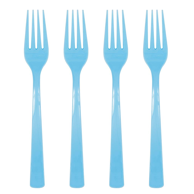 Powder Blue Solid Plastic Forks, 18ct