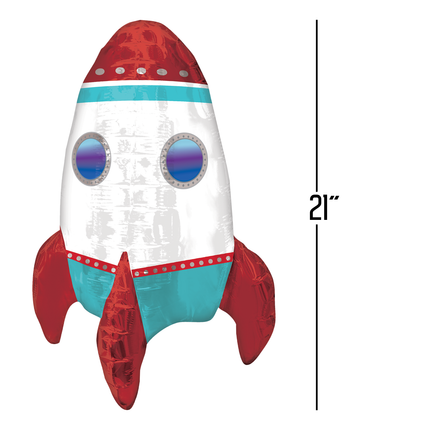 Rocket Ship Foil Balloon 21"