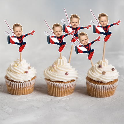 Spiderman Miles Morales Custom Face Cupcake Toppers for Birthdays 10 ct