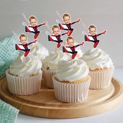 Spiderman Miles Morales Custom Face Cupcake Toppers for Birthdays 10 ct