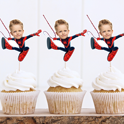 Spiderman Miles Morales Custom Face Cupcake Toppers for Birthdays 10 ct