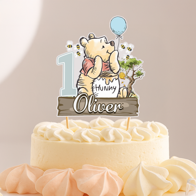 Winnie The Pooh Custom CardStock Cake Topper 7"