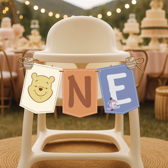 Winnie The Pooh ONE Birthday High Chair Banner