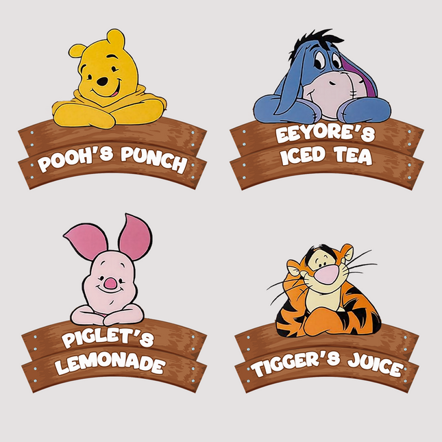 Winnie the Pooh Party Drink Labels, 4ct