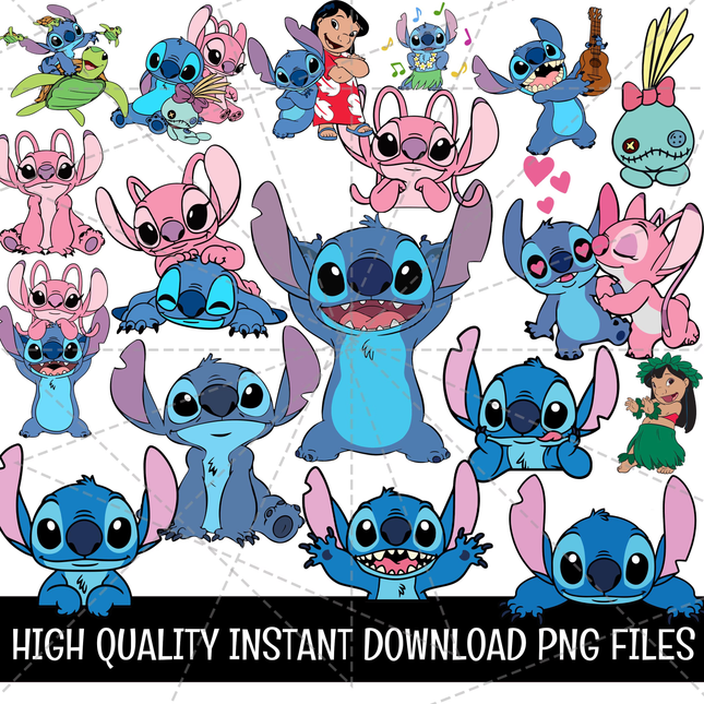 30 Stitch High Quality Clipart Png Files Instant Download