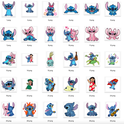 30 Stitch High Quality Clipart Png Files Instant Download