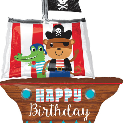Ahoy Pirate Jumbo Happy Birthday Ship Balloon 34"