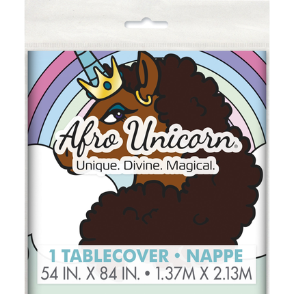 Afro Unicorn Birthday Plastic Party Tablecloth