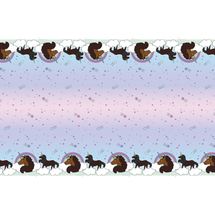 Afro Unicorn Birthday Plastic Party Tablecloth