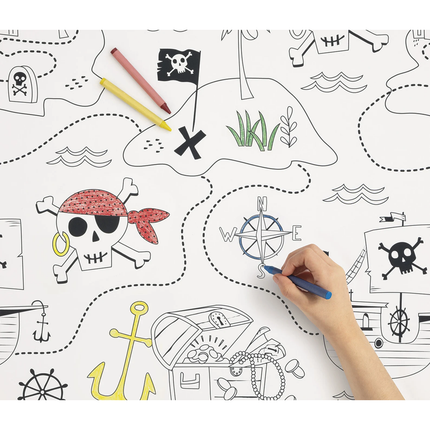 Ahoy Pirate Coloring Paper Table Cover, 54"x84"