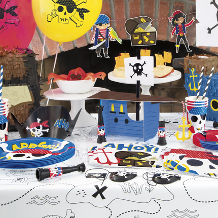 Ahoy Pirate Coloring Paper Table Cover, 54"x84"