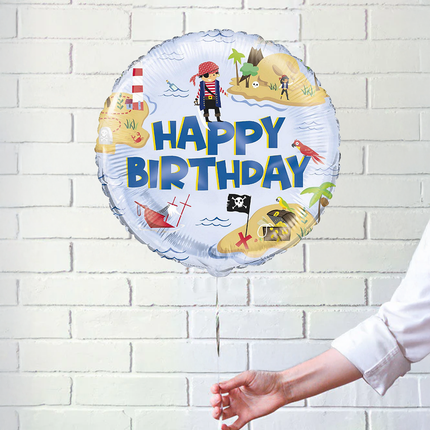 Ahoy Pirate set component: Ahoy Pirate Round Foil Balloon 18"