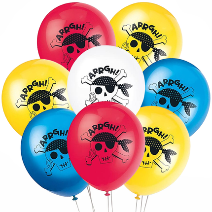 Ahoy Pirate set component: Ahoy Pirate 12" Latex Balloons, 8ct
