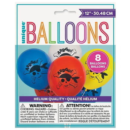 Ahoy Pirate 12" Latex Balloons, 8ct