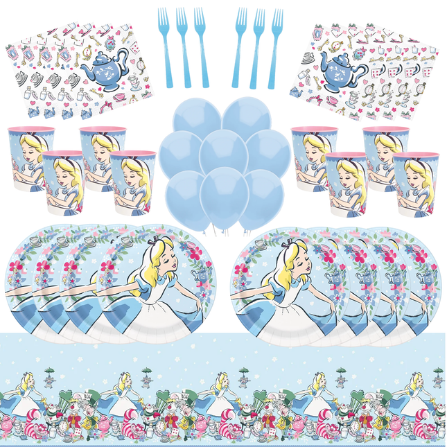 Alice in Wonderland Birthday Party Supplies Set for 8 Guests