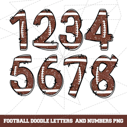American Football Doodle Alphabet Letters PNG Bundle Instant Download