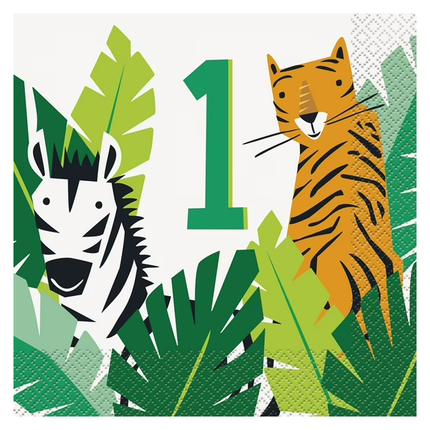 Animal Safari 1st Birthday Luncheon Napkins, 16ct