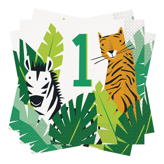 Animal Safari 1st Birthday Luncheon Napkins, 16ct