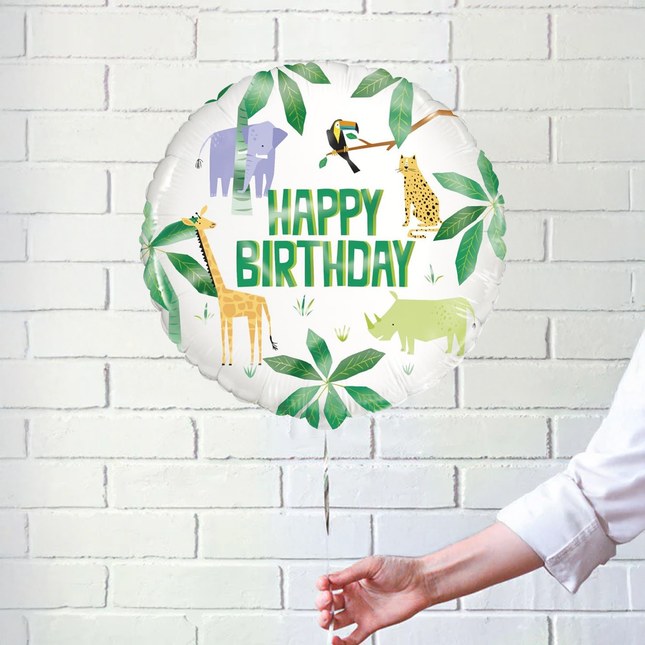 Animal Safari Round Foil Balloon 18", Package