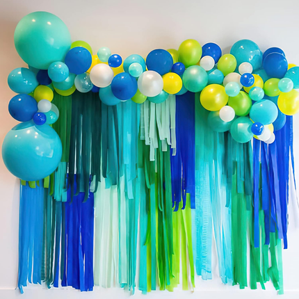 Assorted Blue & Green Crepe Paper Streamer Kit, 20 ft, 6ct