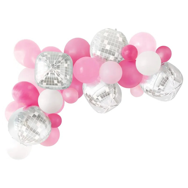 Assorted Pink & Clear Iridescent Sphere Latex Balloon Arch Kit, 25pc