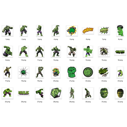 32 Hulk High Quality Png Files Instant Download