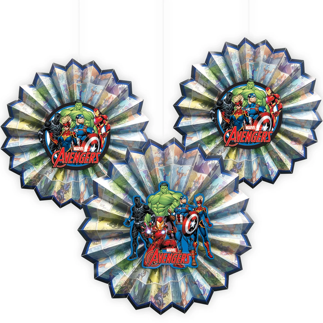 Avengers Powers Unite Paper Fan Decorations 3ct