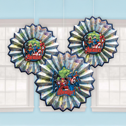 Avengers Powers Unite Paper Fan Decorations 3ct