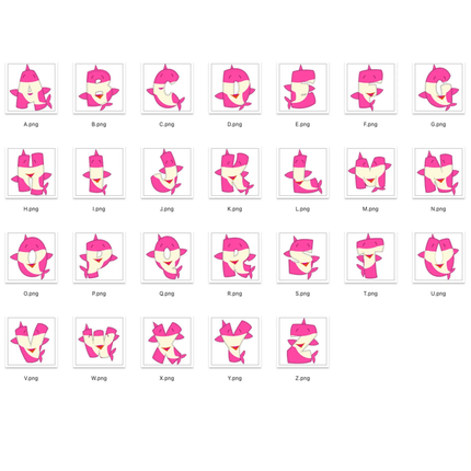 Baby Shark Doodle Alphabet Letters PNG Bundle Instant Download