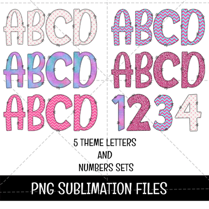 Barbie Doodle Alphabet Letters PNG Bundle Instant Download