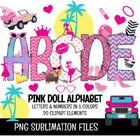 Barbie Doodle Alphabet Letters PNG Bundle Instant Download