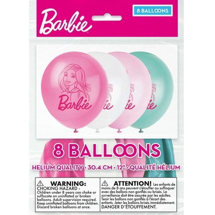 Barbie Printed Latex Balloons, 12 Inches, 8 Count