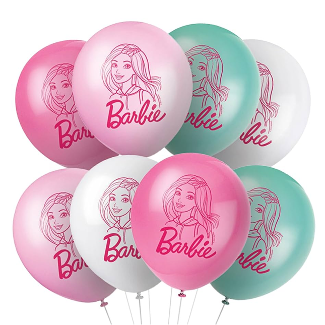 Barbie Printed Latex Balloons, 12 Inches, 8 Count