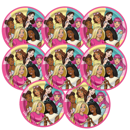 Barbie Birthday Round Lunch Paper Plates, 9 Inches, 8 ct