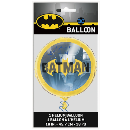 Batman helium balloon in packaging with logo