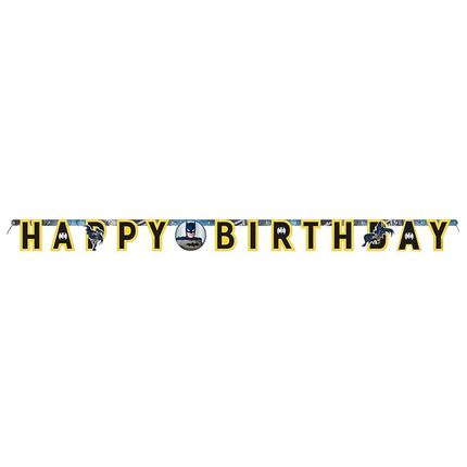 Batman-themed 'Happy Birthday' banner on a white background