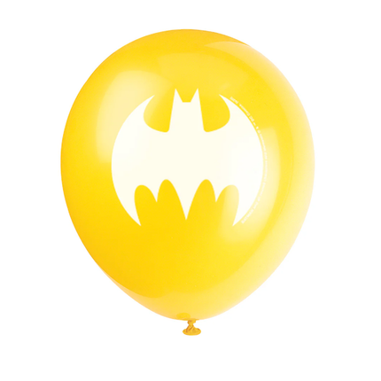 Yellow balloon with a white bat symbol on a white background