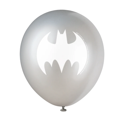 grey balloon with a Batman logo cutout on a white background