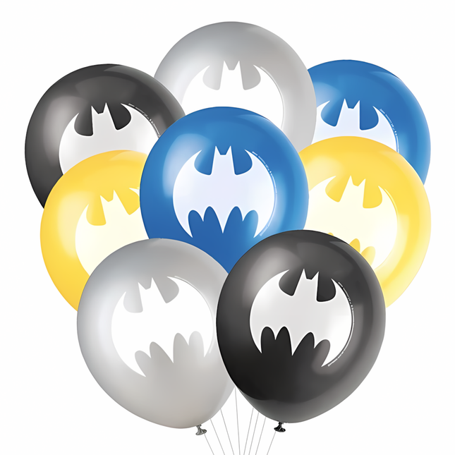 Set of balloons with Batman logo design on a white background