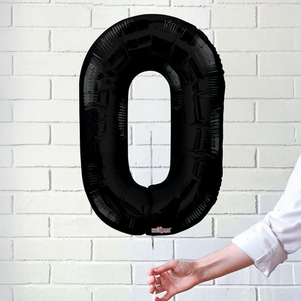 Black 0 Number Foil Balloon 34"