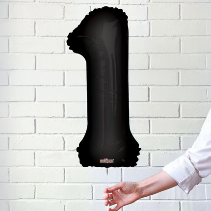 Black 1 Number Foil Balloon 34"
